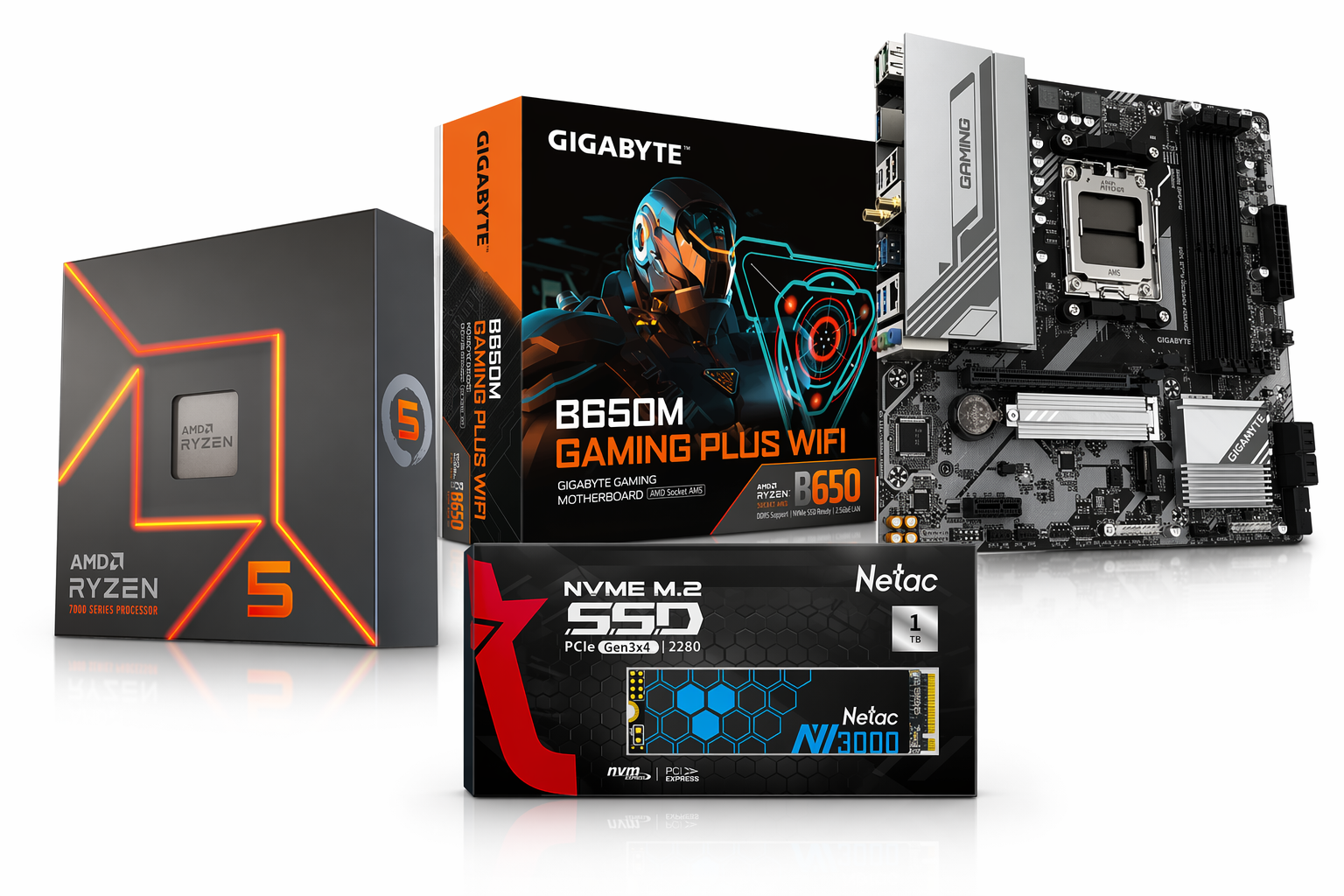 Gigabyte B650M Gaming Plus Wifi Motherboard + Ryzen 5 7600x CPU + 1TB NVMe SSD *Bundle*