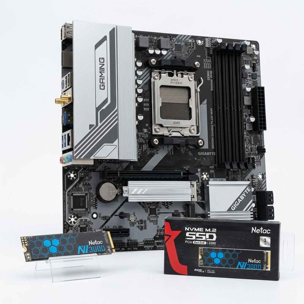 Gigabyte B650M Gaming Plus Wifi + 1TB Netac NVMe PCIe 3.0x4 SSD *Bundle*